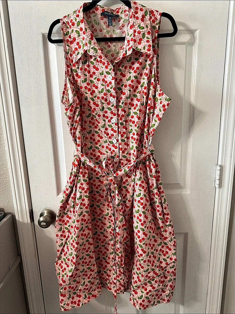 ModCloth Cherry Gingham Midi Dress Cherry Print Maxi Dress Pink & Red 2X